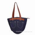 2014 ladies' handbag in fashion design, textile jeans material